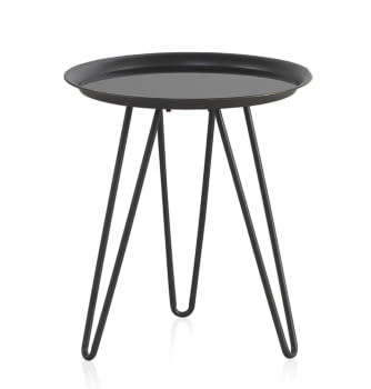 Mesa Auxiliar Metal con Cristal Negro  (40x40x43,5)