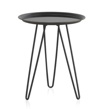 Mesa Auxiliar Metal con Cristal Negro  (44x44x52)