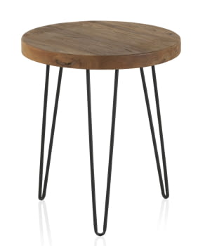 Mesa Auxiliar Redonda Madera Olmo Viejo  (46x46x52)