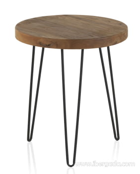 Mesa Auxiliar Redonda Madera Olmo Viejo  (46x46x52)