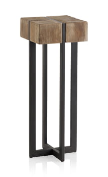 Mesa Auxiliar cuadrada Madera Metal  (32x32x85)