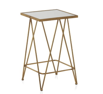 Mesa Auxiliar Cuadrada Metalica Dorada  (38x38x64)