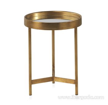 Mesa Auxiliar Redonda Metal Dorada  (40x40x54)