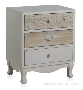 Mesita Sania Madera 3 Cajones  (50x35x60)