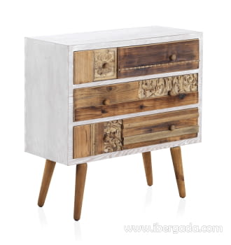 Cómoda Skoura Madera Natural 3 Cajones (80x36x81)
