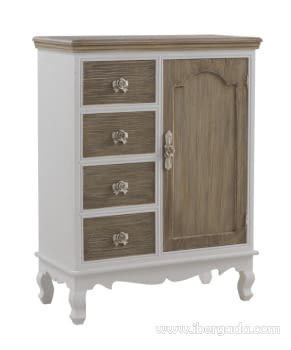 Cómoda Wrington Madera Blanca/Marrón 4 Cajones y 1 Puerta (66x32x85)