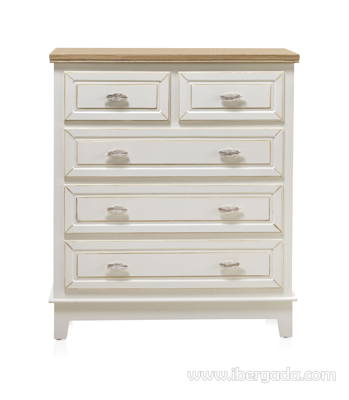 Cómoda Brenda Madera 5 Cajones  (80x40x92)-3