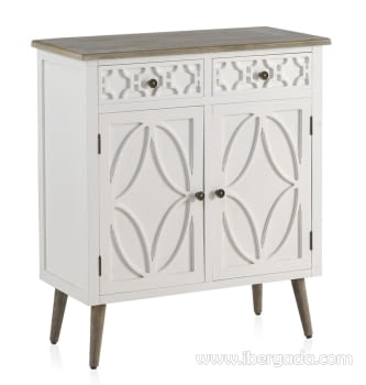 Taquillón Rodano Madera Blanca 2 Puertas y 2 Cajones (80x38x90)