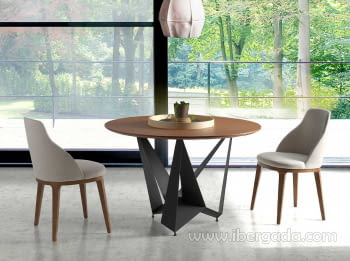 Mesa de Comedor Nimes Nogal/Negro (120x120)