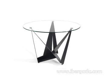 Mesa de Comedor Bayonne Cristal/Negro (120x120)