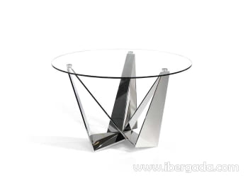 Mesa de Comedor Narbonne Cristal/Acero (130x130)