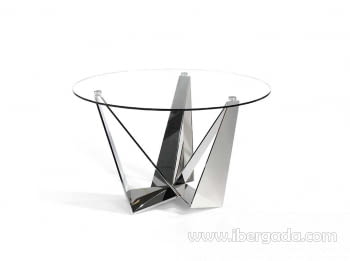 Mesa de Comedor Narbonne Cristal/Acero (130x130)