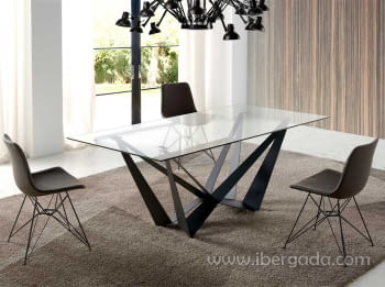 Mesa de Comedor Calais Cristal/Negro (200x100)