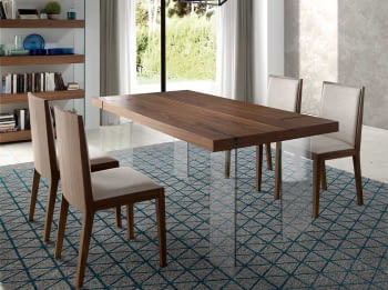 Mesa de Comedor Corfu Nogal/Cristal (180x90)