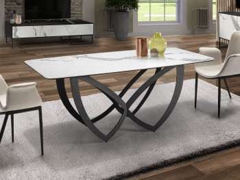 Mesa Comedor Formas Blanco/Negro (180x90x75)