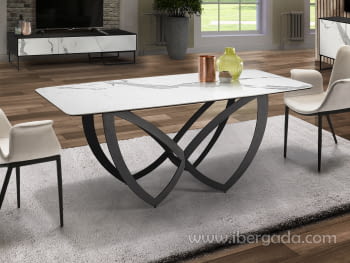 Mesa Comedor Formas Blanco/Negro (180x90x75)