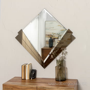 Espejo Redondo Art Deco Marrón (90x90)