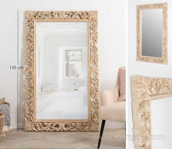Espejo Rectangular Barroco Crema (155x95)