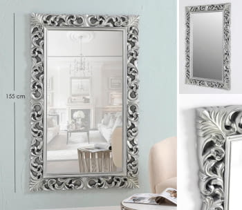 Espejo Rectangular Barroco Plata Patinado (155x95)