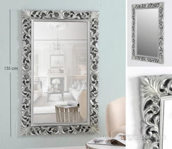 Espejo Rectangular Barroco Plata Patinado (155x95)