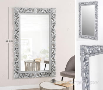 Espejo Rectangular Barroco Plata (155x95)