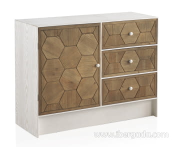 Cómoda Magnolia 1 Puerta 3 Cajones Blanca (105x40x80)
