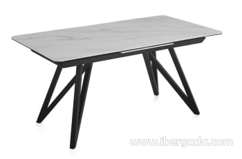 Mesa de Comedor Extensible Blanco/Negro (160-210/90x76)