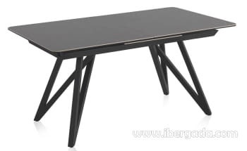 Mesa de Comedor Extensible Gris/Negro (160-210/90x76)