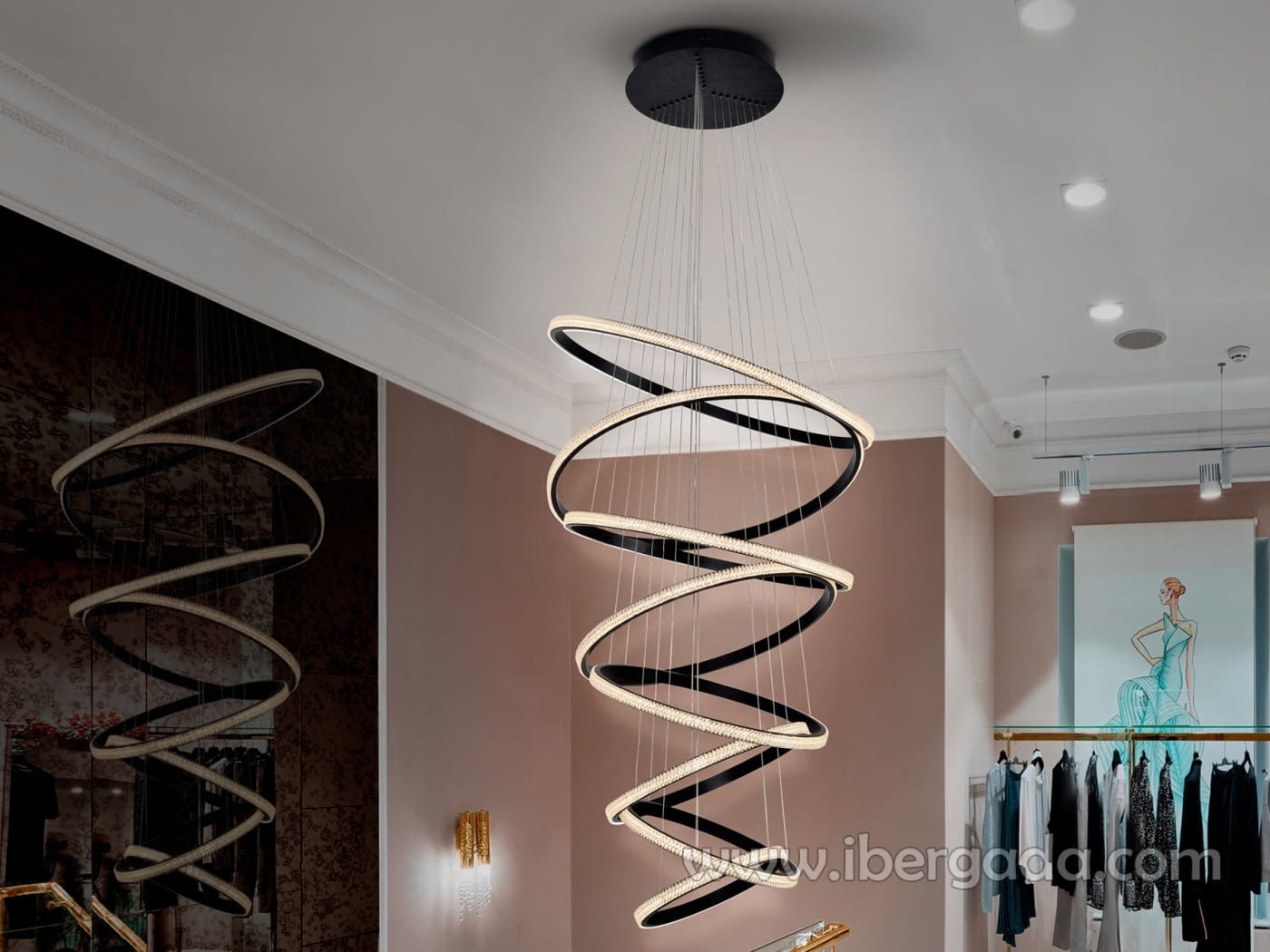 Lampara Ring 8 Aros Negro Dimable 3000K (80x80)-1
