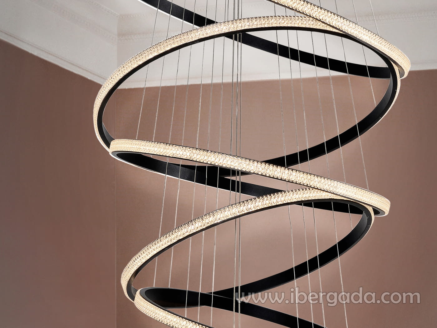 Lampara Ring 8 Aros Negro Dimable 3000K (80x80)-3