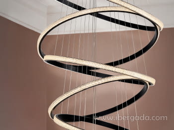 Lampara Ring 8 Aros Negro Dimable 3000K (80x80)-3