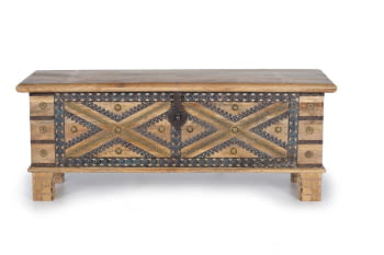 Baúl Madera Natural/Bronce (116x40x45)