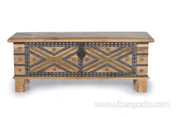 Baúl Madera Natural/Bronce (116x40x45)