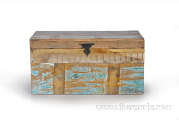 Baúl Madera Reciclada Multicolor (80x40x40)