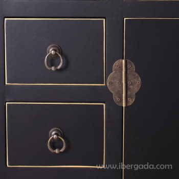 Mueble Auxiliar Oriente Negro/Oro 8 cajones 2 puertas (73x26x90)-3