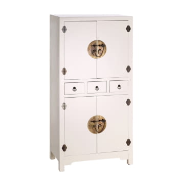 Armario Oriente Blanco/Oro 3 cajones 4 puertas (63x33x131)