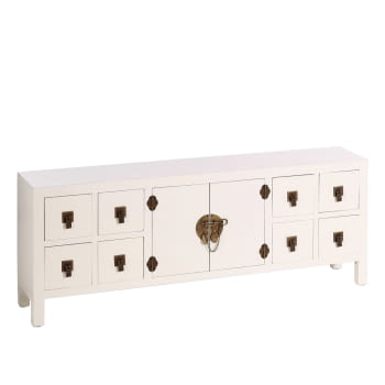 Mueble TV Oriente Blanco/Oro 8 cajones 2 puertas (130x24x50)