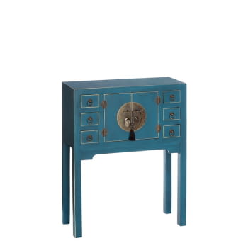 Consola Oriente Azul/Oro 6 cajones 2 puertas (63x26x80)