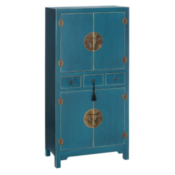Armario Oriente Azul/Oro 3 cajones 4 puertas (63x33x131)
