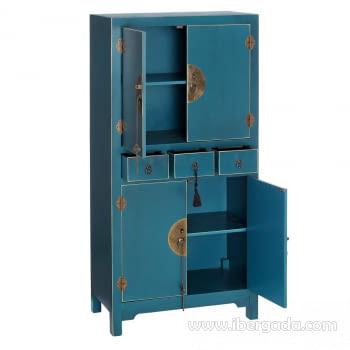 Armario Oriente Azul/Oro 3 cajones 4 puertas (63x33x131) - 2