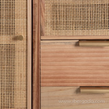 Taquillón Priddy Natural/Ratán 4 cajones 1 puerta (80x40x82)-6