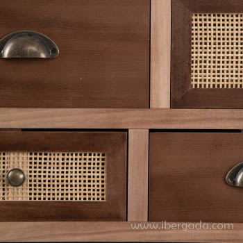 Mueble Recibidor Edda Natural/Ratán 11 cajones (106x33x90)-8