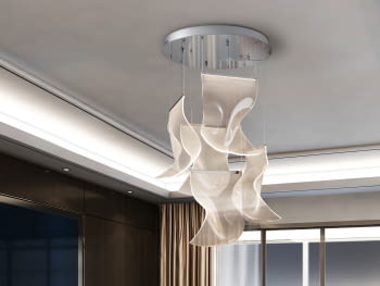 Lámpara Velos II 5L Cromo Dimable con Mando (50x50)