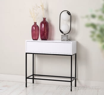 Consola 1 Cajón Push Blanca/Hierro (80x33x79)