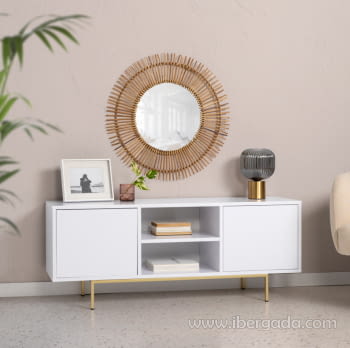 Mueble TV 2 Puertas 2 Huecos Push Blanco (140x55x40)