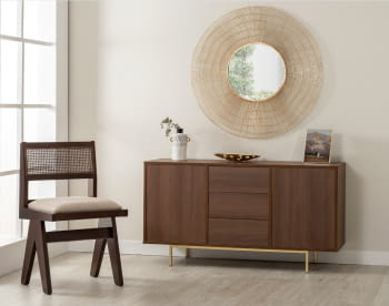 Aparador 2 Puertas 3 Cajones Push Nogal (140x40x75)