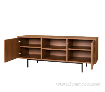 Mueble TV 2 Puertas 2 Huecos Push Nogal (140x55x40)-2