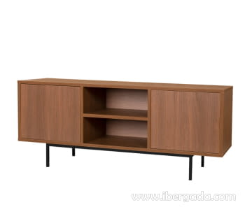 Mueble TV 2 Puertas 2 Huecos Push Nogal (140x55x40)-3
