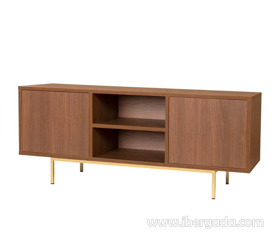 Mueble TV 2 Puertas 2 Huecos Push Nogal (140x55x40)-4