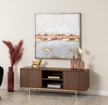 Mueble TV 2 Puertas 2 Huecos Push Nogal (140x55x40)-5